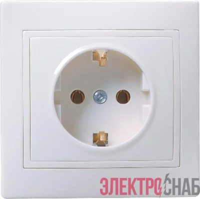 Розетка 1-м СП Кварта РС10-3-КБ 16А IP20 с заземл. без защ. шторок бел. IEK ERK14-K01-16-DM