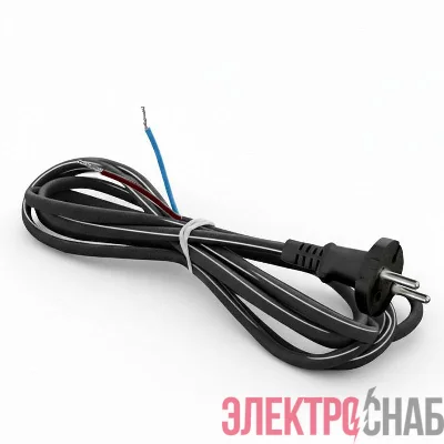 Шнур сетевой с вилкой 2м без заземл. 10А ПВС 2х1 черн. DOMTOK 2774