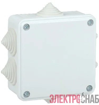Коробка распаячная ОП КМ 100х100х45 IP44 6 вводов бел. IEK UKO11-100-100-045-K01-44