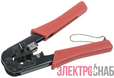 Инструмент обжимной для RJ45; RJ12; RJ11 без храпового механизма с прорезиненными ручками син./оранж. ITK TM1-B10H