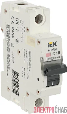 Выключатель автоматический модульный 1п C 16А M10N ARMAT IEK AR-M10N-1-C016