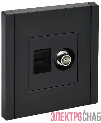 Розетка 2-м TV+RJ45 кат.5E FORTE&PIANO FP136 черн. IEK FP-AK20-1-K02