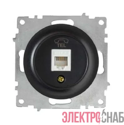 Механизм розетки телеф. 1-м СП Florence 1xRJ11 черн. 1E20601303 OneKeyElectro 2172815