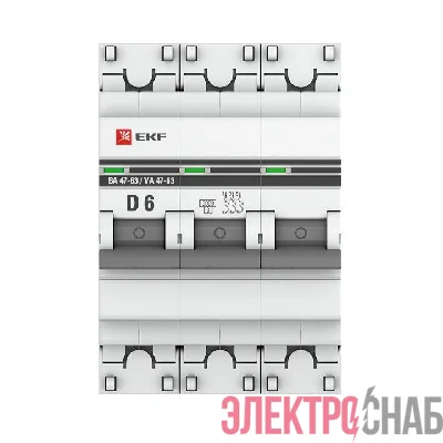 Выключатель автоматический модульный 3п D 6А 6кА ВА 47-63 PROxima EKF mcb4763-6-3-06D-pro
