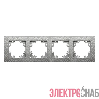Рамка 4-м Афина фактурная универс. серебро Universal A10046-S