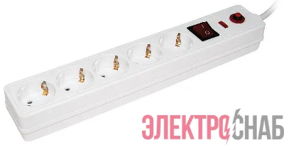 Удлинитель с сетевым фильтром 5х5м с заземл. 16А IP20 СФ-05К 2P+PE ПВС 3х1 с выкл. IEK WFP10-16-05-05-N