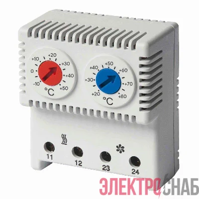Термостат сдвоенный диапазон темп. для NC контакта: 10-50градС; для NO: 20-80град.C DKC R5THRV13