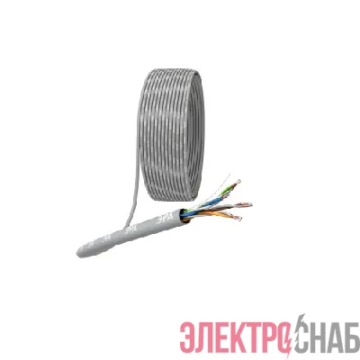 Кабель витая пара U/UTP кат.5E 4х2х24AWG solid CCA PVC Simple сер. (м) UL-4-PVC-A Эра Б0044434