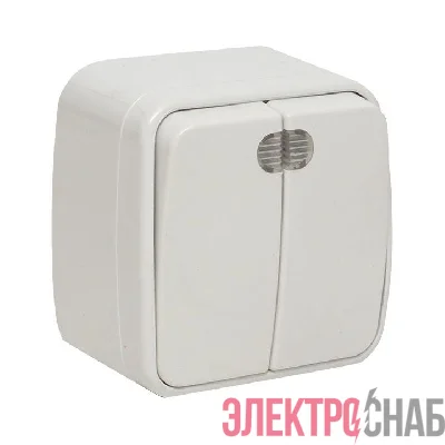 Выключатель 2-кл. ОП Минск 10А IP20 с индикатором бел. Basic EKF EGV10-123-10