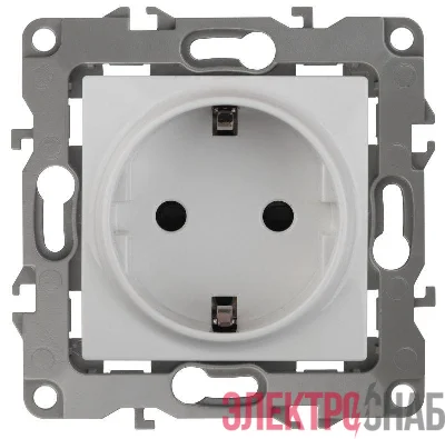 Розетка 1-м СП Эра12 12-2101-01 16А IP20 16AX 250В 2P+E Schuko механизм бел. Эра Б0014675
