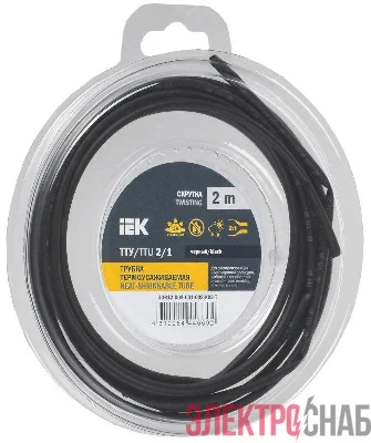 Трубка термоусадочная ТТУ нг-LS 2/1 черн. (уп.2м) IEK UDR12-002-001-002-K02-T