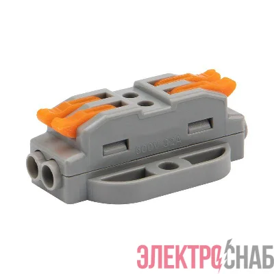 Клемма строительно-монтажная СМК проходная 222-422P 2п 0.08-4кв.мм с монтажной площадкой сер. (блист.5шт) Rexant 07-6262-5