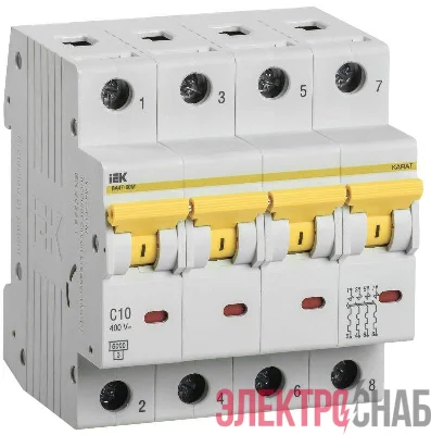 Выключатель автоматический модульный 4п C 10А 6кА ВА47-60M KARAT IEK MVA31-4-010-C