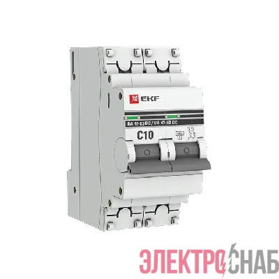 Выключатель автоматический модульный 2п C 10А 6кА ВА 47-63 DC PROxima EKF mcb4763-DC-2-10C-pro