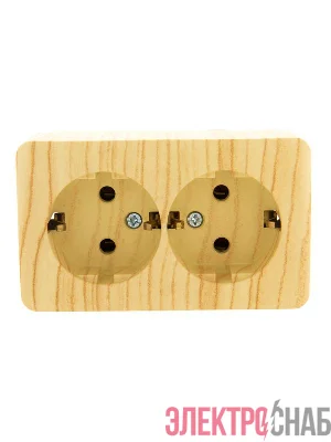Розетка 2-м ОП Viola с заземл. беленый дуб LEZARD 751-5200-127