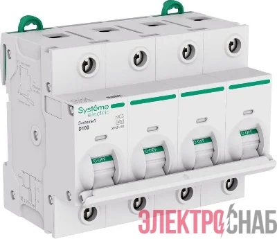Выключатель автоматический 4п D 100А 10кА Systeme9 400В 27мм SE S9H33491