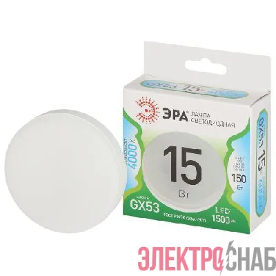 Лампа светодиодная GREEN LINE GX-15W-840-GX53 GL 15Вт таблетка 4000К яркий свет бел. GX53 Эра Б0067016
