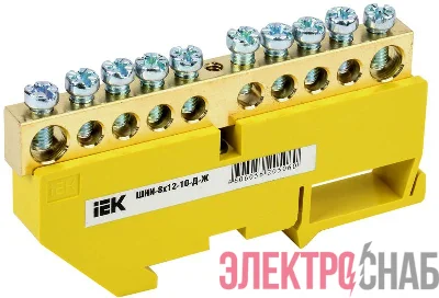 Шина PE "земля" на DIN-изол. ШНИ-8х12-10-Д-Ж IEK YNN10-812-10D-K05