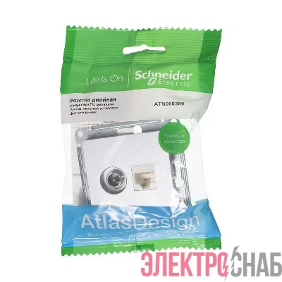 Механизм розетки компьютерной + TV 2-м AtlasDesign RJ45 кат.5E + TV алюм. SchE ATN000389