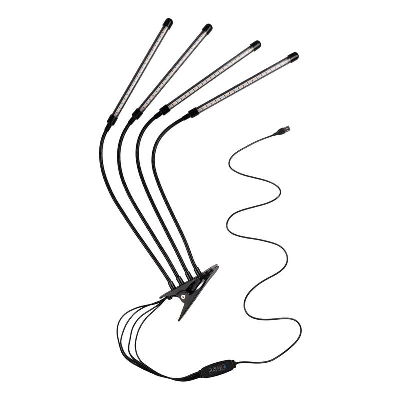 Светильник светодиодный "КРИСТАЛЛ" CTL2-USB-bl Agro 4х10Вт IP40 для растений спектр 4 плафона на прищепке пульт на шнуре красн./син. ФАZА 5068810