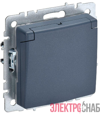 Розетка BRITE РСбш10-3-БрМ 16А IP20 с заземл. защ. шторки с крышкой механизм маренго IEK BR-R16-16-K35