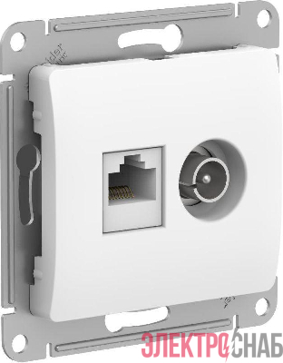 Розетка компьютерная + телевизионная 2-м Glossa RJ45 кат.5E + TV механизм бел. SE GSL000189