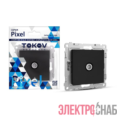 Розетка TV проходная СП Pixel 4DB механизм карбон TOKOV ELECTRIC TKE-PX-A1P-C14