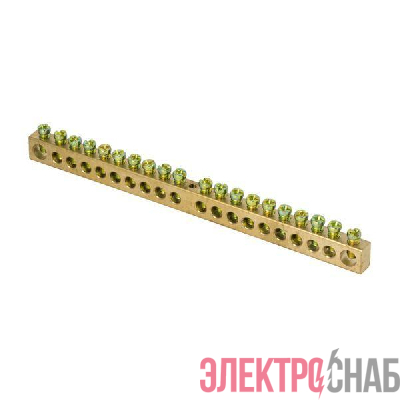 Шина PEN "ноль-земля" 8х12 20 отвер. латунь крепеж по центру PROxima EKF sn0-125-20-c