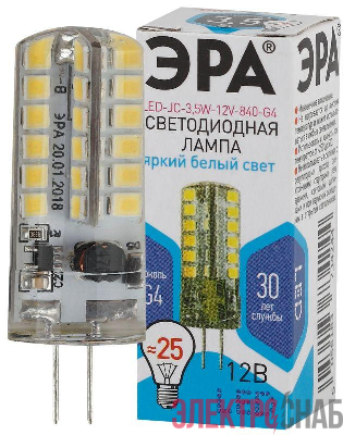 Лампа светодиодная LED-JC-3.5W-12V-840-G4 280лм ЭРА Б0033196