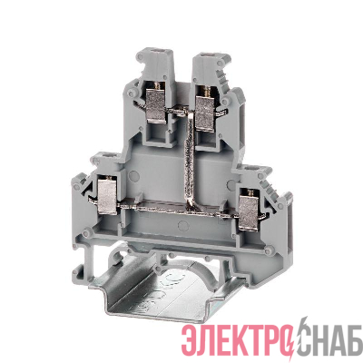 Клемма двухуровневая винтовой зажим 4 точки подключения 4кв.мм сер. DKC KRUK-5-PV