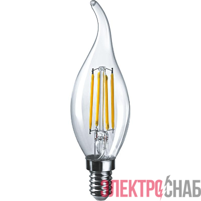 Лампа светодиодная филаментная 80 899 OLL-F-FC35-10-230-4K-E14 10Вт свеча на ветру прозрачная 4000К нейтр. бел. E14 1000лм 220-240В ОНЛАЙТ 80899