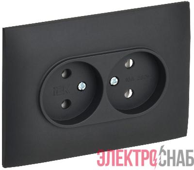 Розетка 2-м SKANDY 10А без заземл. без защ. шторок в сборе SK-R10G графит IEK SK-R20-10-K53-F