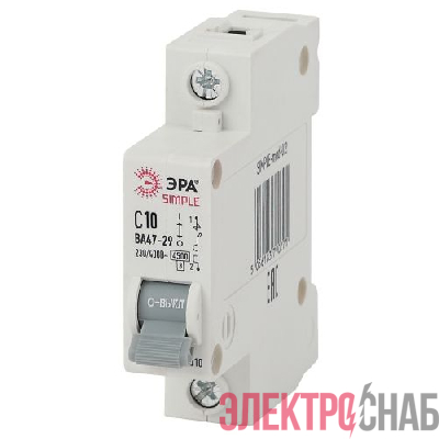 Выключатель автоматический модульный 1п C 10А 4.5кА ВА 47-29 SIMPLE-mod-02 ЭРА Б0039219