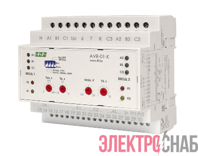 Устройство управления резервным питанием AVR-01-K (2 ввода; 1 нагрузка 35мм 3х400В+N 2х16А 2P IP20 монтаж на DIN-рейке) F&F EA04.006.001