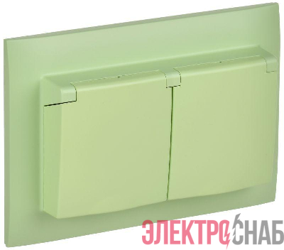 Розетка 2-м SKANDY 16А IP44 с крышкой в сборе SK-R12G мятный IEK SK-R26-16-44-K06-F