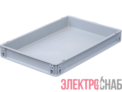Ящик п/э 600х400х75 сплошной, усиленное дно, цв. серый SPK 6075 SPK 6075