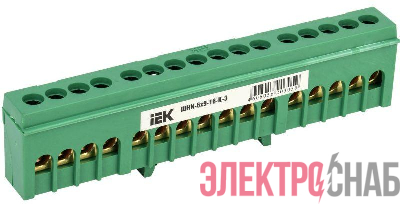 Шина PE "земля" в корп. изол. на DIN-рейку ШНИ-6х9-16-К-З IEK YNN10-69-16KD-K06