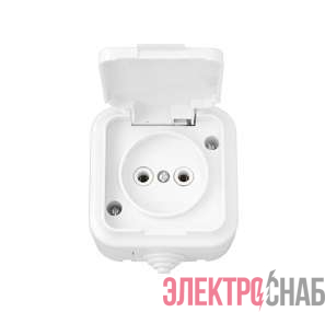 Розетка 1-м ОП 16А IP54 с заземл. с крышкой бел. Bylectrica РА16-296