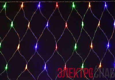 Гирлянда "Сеть" 1.5х1.5м 160LED RGB IP20 провод прозр. 230В с контроллером 8 режимов IEK LGDB410-3-160-L1-T-S-44