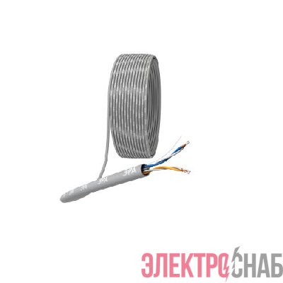 Кабель витая пара U/UTP кат.5E 2х2х24AWG solid CCA PVC Simple сер. (м) Эра Б0044433