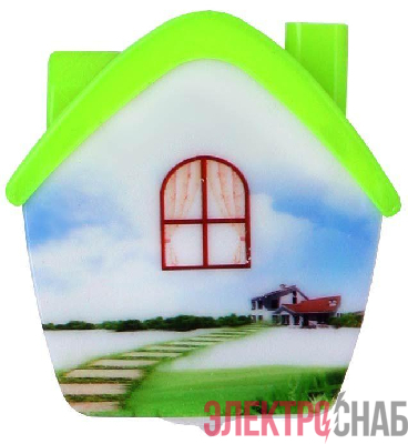 Светильник светодиодный NL-173 "Домик" 220В ночник с выкл. зел. Camelion 12529