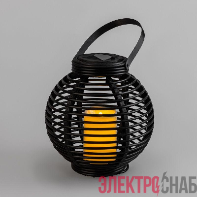 Фонарь декоративный 20х20х22см тепл. бел. корпус плетеный черн. на солнечной батарее Neon-Night 501-143