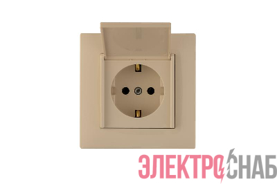 Розетка 1-м с крышкой Karea RIZZ с заземл. крем Makel 88010029