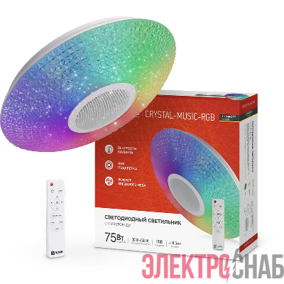 Светильник светодиодный COMFORT CRYSTAL-MUSIC-RGB 75Вт 3000-6500К 6000лм 230В 505х125мм с пультом ДУ IN HOME 4690612044569