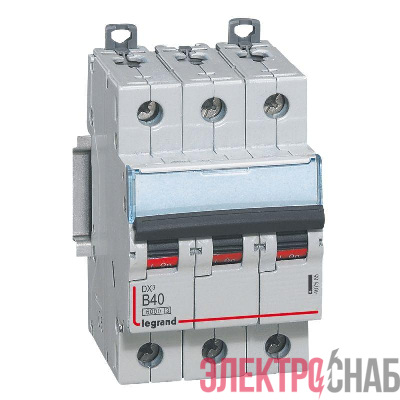 Выключатель автоматический модульный 3п B 40А 10кА DX3 6000 3мод. 400В Leg 407565