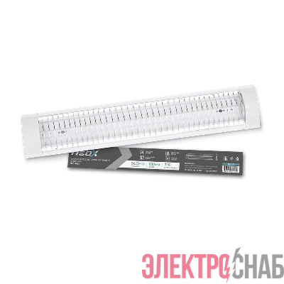 Светильник под светодиодную лампу SPO-405R 2xLED-Т8-600 с решеткой G13 600мм IP40 NEOX 4690612061184