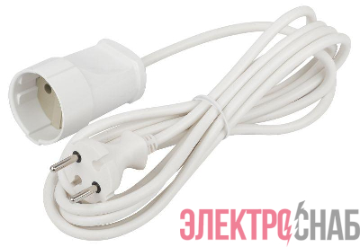 Удлинитель-шнур 1х3м без заземл. 6А IP20 UX(6)-1-3m ПВС 2х0.75 Эра Б0039819