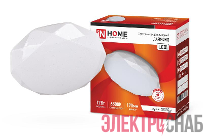 Светильник светодиодный DECO ДАЙМОНД 12Вт 6500К 1080лм 230В 210х55мм IN HOME 4690612033617