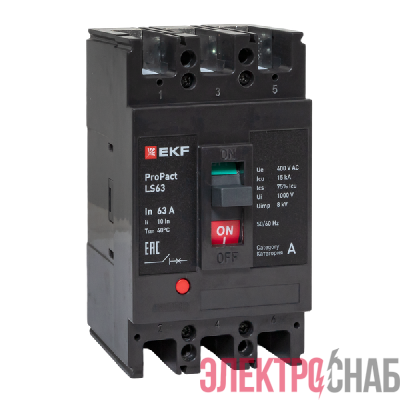Выключатель автоматический 3п 63А 15кА LS63 ProPact EKF mccb-63-15-3-63-ls