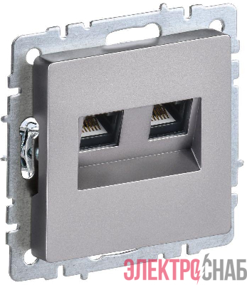 Розетка компьютерная двойн. СП RJ45 кат.5E BRITE РК10-2-БрС механизм сталь IEK BR-K20-1-K46